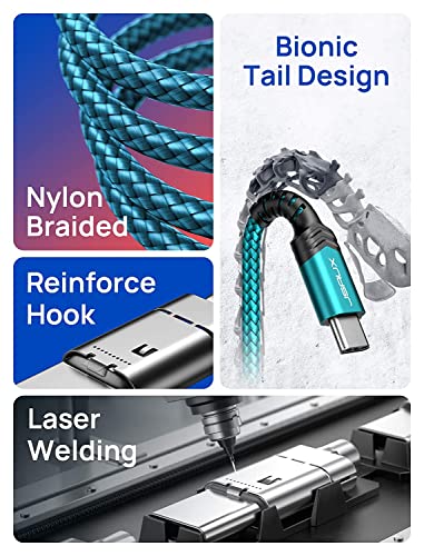 Jsaux Usb-C Cable 3.1A Fast Charging, 3-Pack (10Ft+6.6Ft+3.3Ft) Usb A To Type C Charge Nylon Braided Cord Compatible With Samsung Galaxy S20 S10 S9 S8 Plus Note 10 9 8,Ps5,Usb C Charger(Green) #TOP3