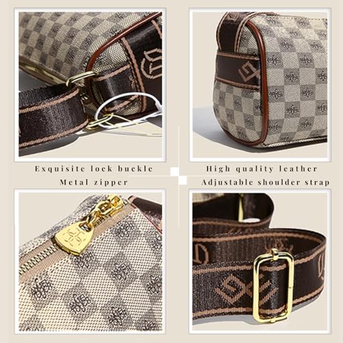 Checkered Crossbody Bags for Women,Vegan Leather Shoulder Handbags whit Adjustable Shoulder Strap4