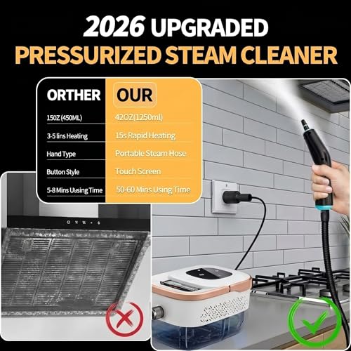 Image of Steam Cleaner, 6 Steam Levels, 42oz Tank & 11 Pieces Accessories, 1500W High-Temperature Steam Cleaner for Home, Handheld Steamer for cleaning Grout,Tile,Kitchen,Bathroom,Car
