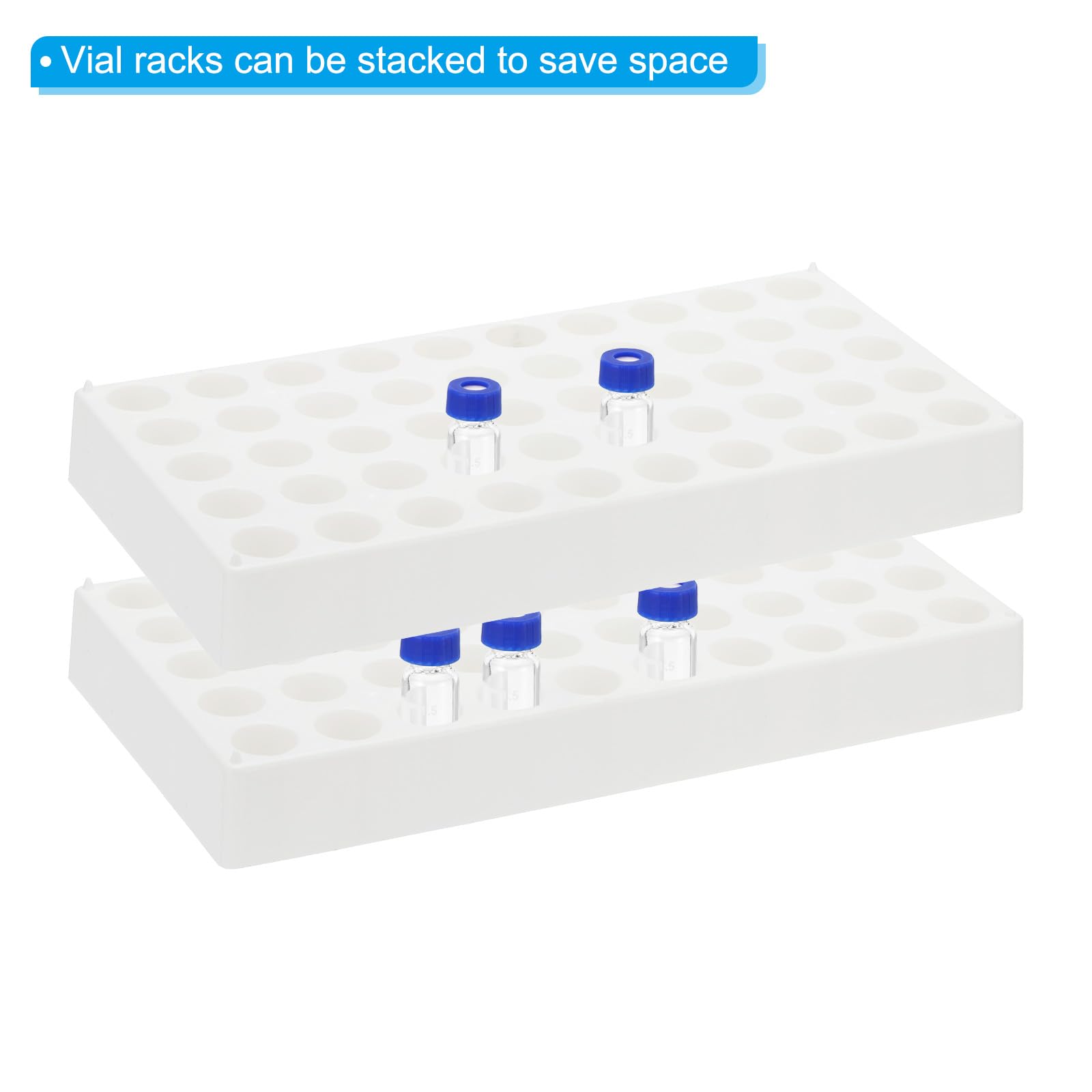 PATIKIL Flaschenhalter Für 4ml Autosampler Flaschen 2 Stück Flaschenhalter 50-Well Stapelbarer Teströhrchenhalter Für Mikrozentrifugenröhrchen Weiß