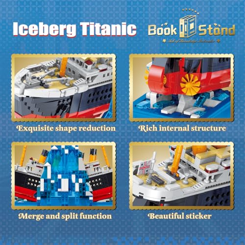 Iceberg Titanic Building Blocks Sets,Creative Bookshelf Toy Building Set,Ideal Gift for Reading Enthusiasts(1202PCS)-Toys Gifts for Adult