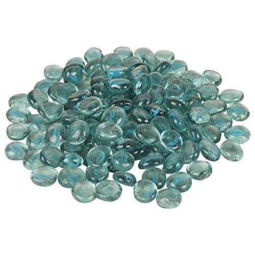 Image of Color Stone Decorative Shiny Glossy Flower Glass Pebbles for Vase Fillers Plant Pots Home Table Garden & Outdoor Decoration (Blue Leaf 2 kg)
