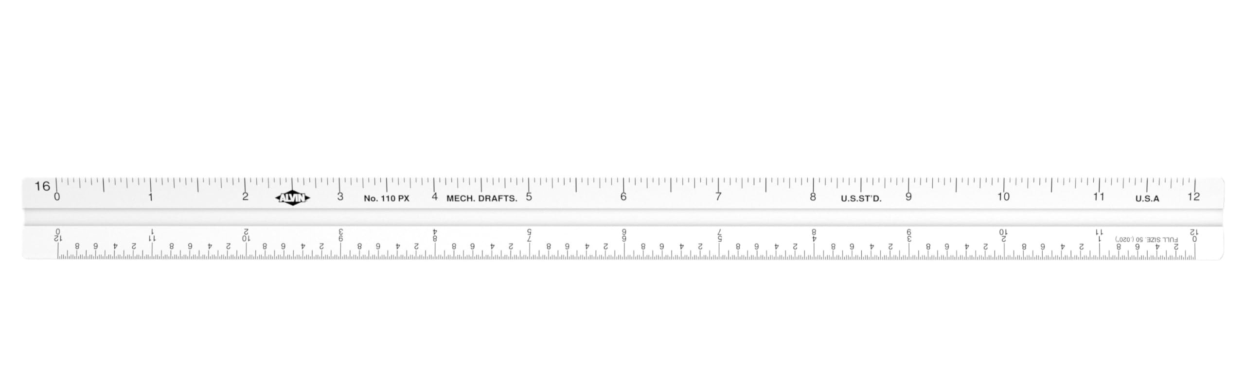 ALVIN High Impact Plastic Mechanical Drafting Triangular Scale Ruler 12" Model 110PX White Drafting and Architecture Ruler for Drawing, Planning, and Design - 12 Inches