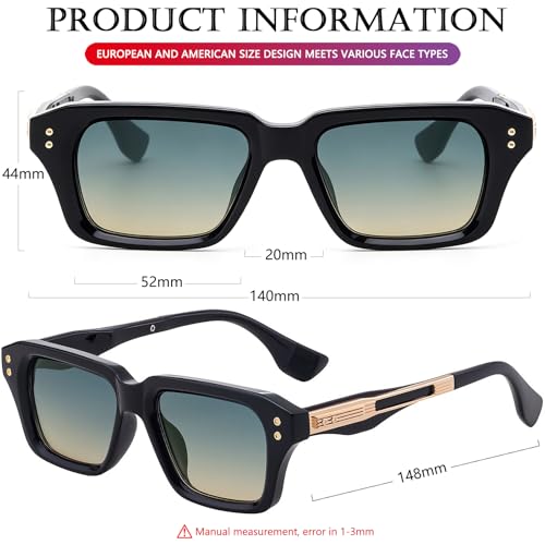 Image of AIEYEZO Rectangle Sunglasses for Men Women Fashion Square Frame Sun Glasses 90's Retro Designer Shades