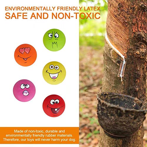 N-S Dog Toy,Squeaky Dog Toys Chewing Durable Teething Latex Rubber Soft Interactive Fetch Play Dog Balls With Funny Face For Puppy Small Medium Pet Dog (5Pcs) #TOP1