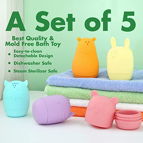 Cozybomb Water Bath Toys For Toddlers - Mold Free Baby Bath Toys Set For Infants Of 5 Squeeze And Squirt Durable Silicone Animals Bathtub Toys For Safe Baby Bathtime Fun Silicone Bath Toys 18+ Months #TOP1