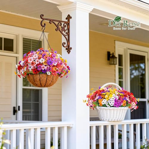 Der Rose 24 Bundles Artificial Flowers for Outdoors, UV Resistant Fake Flowers for Home Garden Patio Porch Decor (8 Colors) image 3