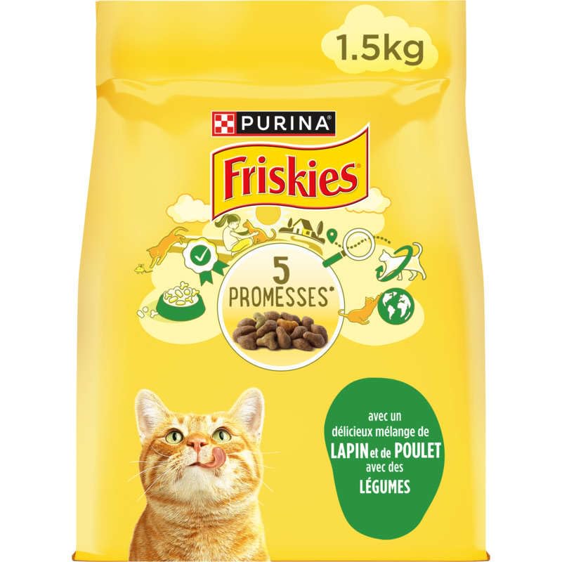 FRISKIES Coniglio, Pollo e Verdure - 1,5 KG - Crocchette per gatti adulti