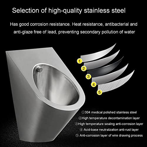 OTQEFTN Stainless Steel Smart Flushing Urinal Tank,Wall-Mounted Men's urinals Vertical Toilets in Public restrooms