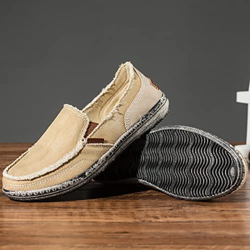 Men's Casual Cloth Shoes Slip On Loafers Canvas Deck Shoes Leisure Vintage Flat Boat Shoes4
