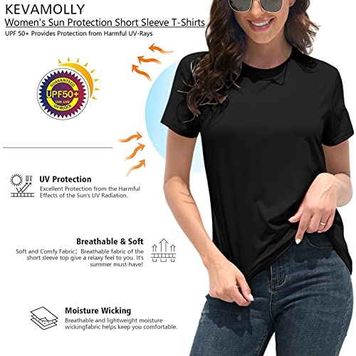 Image of KevaMolly Basic T Shirts for Women UPF 50+ Short Sleeve Casual Summer Tops Trendy Solid Loose Fit Crew Neck Tees Tshirt