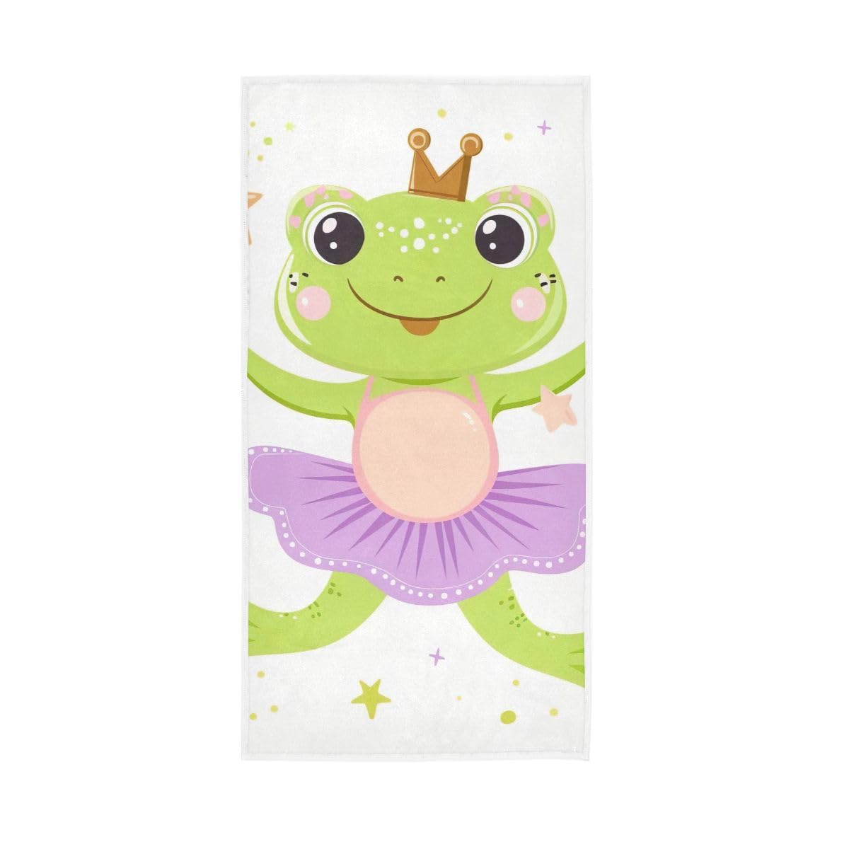 HUYGD Cute Dancing Frog Hand Towel, 15 x 30 Inches, Soft Highly Absorbent Towels for Bathroom Gym Hotel
