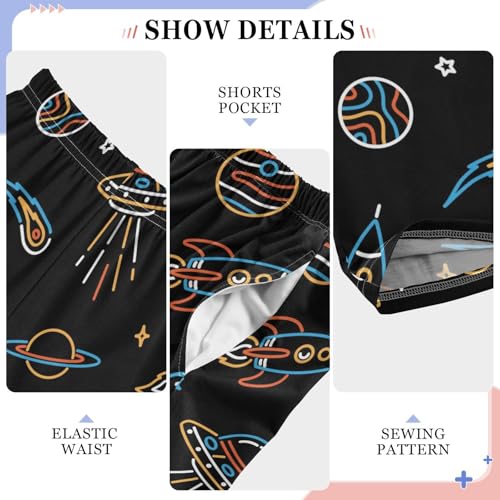 ZZXXB Rocket Planet Print Boys Long Pants Soft Trousers Elastic Waist Kids Lounge Bottoms with Pockets S-XL4