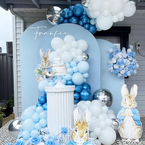 Image of Blue and White Balloons,65pcs 12inch Different Shades Blue Balloon Pack | Light Blue,Metallic Blue, Pearl Blue, Matte White, Boys Birthday Bachelorette Party Graduation Bridal Baby Shower Decorations