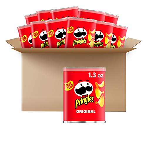 Pringles The Original Potato Crisps - Salty Snacks, School Lunch Food, Single Serve 1.3 Oz Can (Pack of 12)