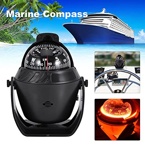 Brújula marina digital con luz LED 12V para barco miniatura 6