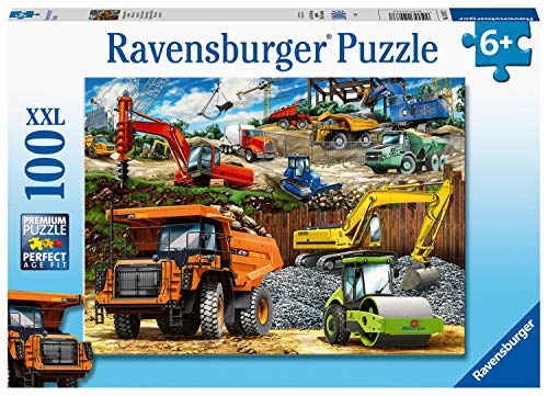 Ravensburger Construction Vehicles 100 Piece Puzzles for Kids, Every Piece is Unique, Pieces Fit Together Perfectly