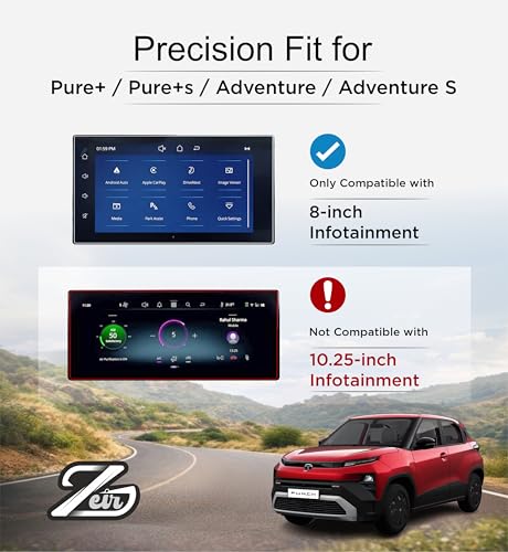 Image of ZEIR [2 PACK] Screen Protector For NEW TATA PUNCH Infotainment + Steering | Anti Scratch | Water Resistant | 2024-2026 TataPunch Display Guard Accessories [Not Tempered Glass] (2Pc [8 inch Info+Steering])