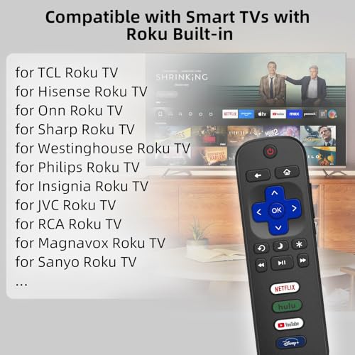 Image of (Pack of 2) Replacement Remote Control for Roku TVs, Compatible with TCL Roku /Hisense Roku /Onn Roku /Roku Built-in Smart TVs. (Not Compatible with Roku Sticks or Box). 1 Year Warranty.