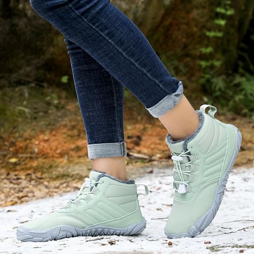 Image of Men's Women's Winter Barefoot Hiking Boots, Slip On Warm Zero Drop Snow Boots, Wide Toe Box Booties, Waterproof Shoes Sneakers Hike Shoes for Hiking Walking Outdoor Unisex