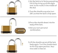 Vista 5 de Cerradura de combinación de 4 dígitos, candado de combinación al aire libre con grillete de acero endurecido, cerraduras con código para cobertizos