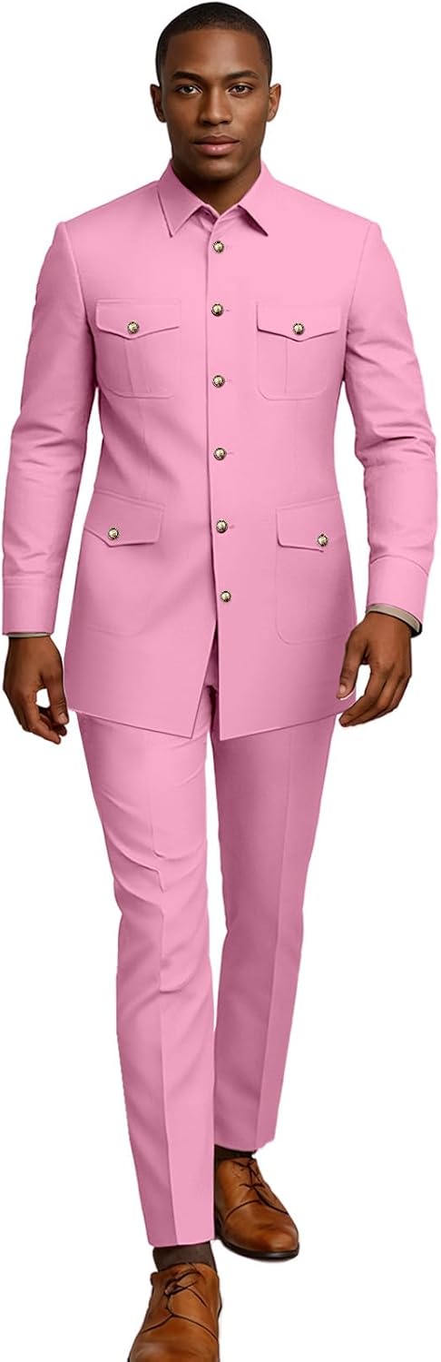 Men's African Suit Traditional Dashiki Shirt Pant Two Piece Set Outfits Fashion Clothing Attire