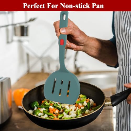 Cooking Fish Spatula,Slotted Egg Spatula Turner with Stainless Steel Handle,Thin Egg Flipper Utensils for Nonstick Cookware (5.1in*4.2in) - Image 6