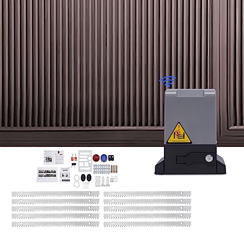 OUKANING Schiebetorantrieb Torantrieb Schiebetore mit 2 Fernbedienungen Automatischer Antrieb Toröffner für max. 800kg und 12m/s 6m Zahnstange für Hoftor