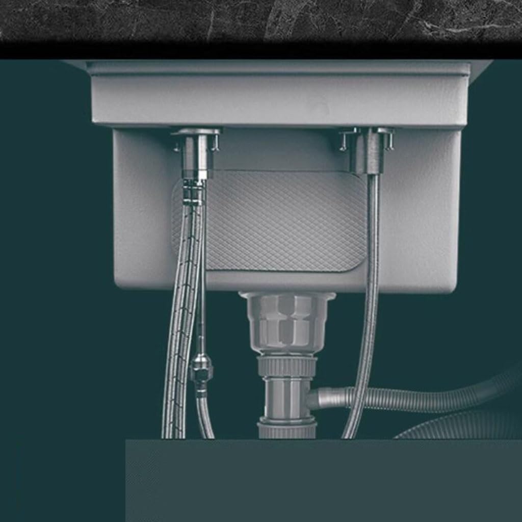 Lavello da cucina a scomparsa salvaspazio al bar in acciaio inox sifone lavello RV invisibile lavello con coperchio, mini lavabo, color argento, 45 x 32 x 23 cm,