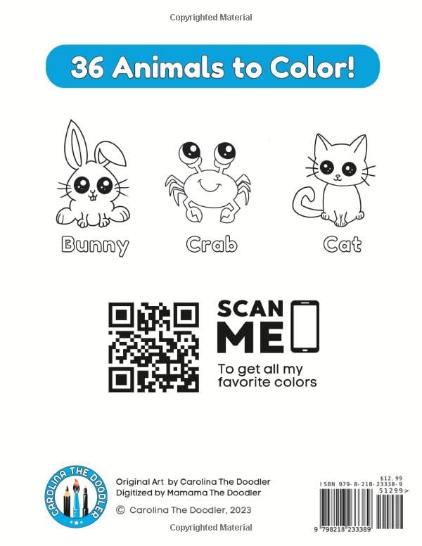 Miniatura 2 de Animal Doodles a simple coloring book by Carolina The Doodler