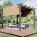 Aoxun 10'x10' Outdoor Pergola, Heavy-Duty Aluminum Pergola Patio, Modern Pergola with Retractable Sun Shade Canopy for Garden, Deck and Backyard