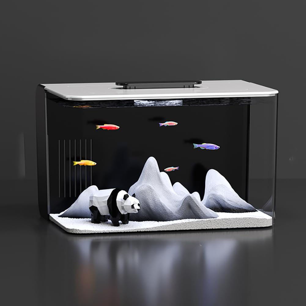 Kits De Inicio Acúrcico Acrílico Acrílico Acrílico, Tanque De Pescado Autoenvolcle Transparente De 3 Galones, Acuario Acrílico Sin Borde De Oficina Moderno,with Decor
