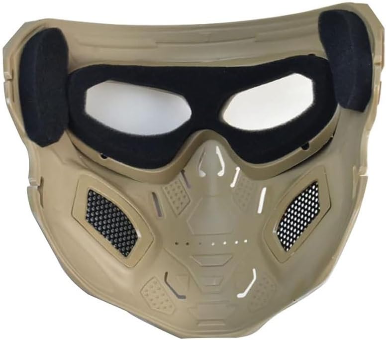 Tactical Full Airsoft Mask & Tactical Helmet with Tactical Headset,Ear Hearing Protection Noise Cancelling,Full Face Skull Mask Clear Goggle Paintball Gear (Color : BK)