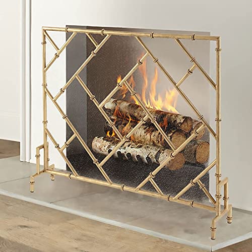 Malla protectora para chimenea de leña rectangular negra de 2,6 pies 3