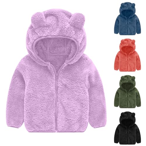 Kids Girls Fleece Warm Thicken Jacket Coat Hooded Bear Ear Zipper Outerwear Winter Windproof Solid Color Jackets Clothes3