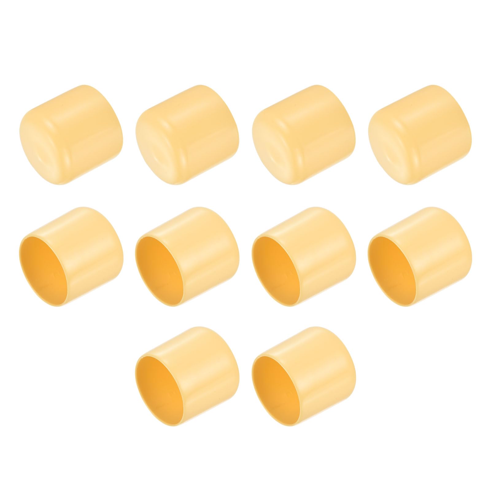sourcing map 10pcs Rubber End Caps 34mm ID Vinyl Round Tube Bolt Cap Cover Thread Protectors Beige