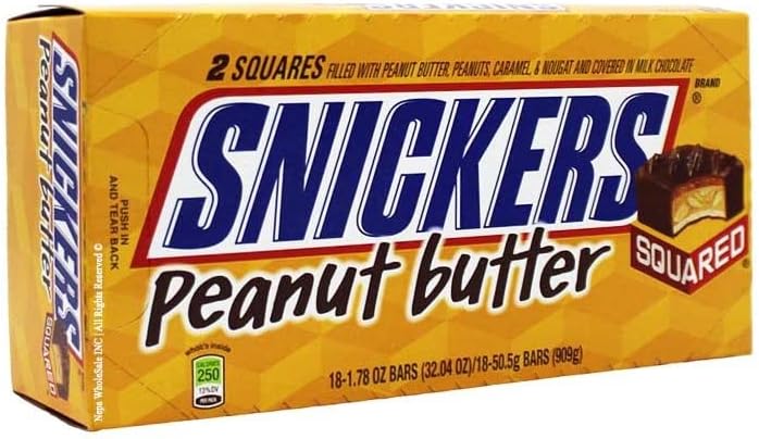 Peanut Butter Squared - On The Go Candy Bar Snack - 1.78 oz (Pack of 18)
