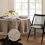 Elrene Home Fashions Continental Solid Texture Water, Stain & Wrinkle Resistant Tablecloth, 70
