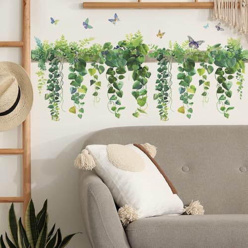Amazon.com: Green Leaf Wall Decals Hanging Vine Wall Sticker Plant ...