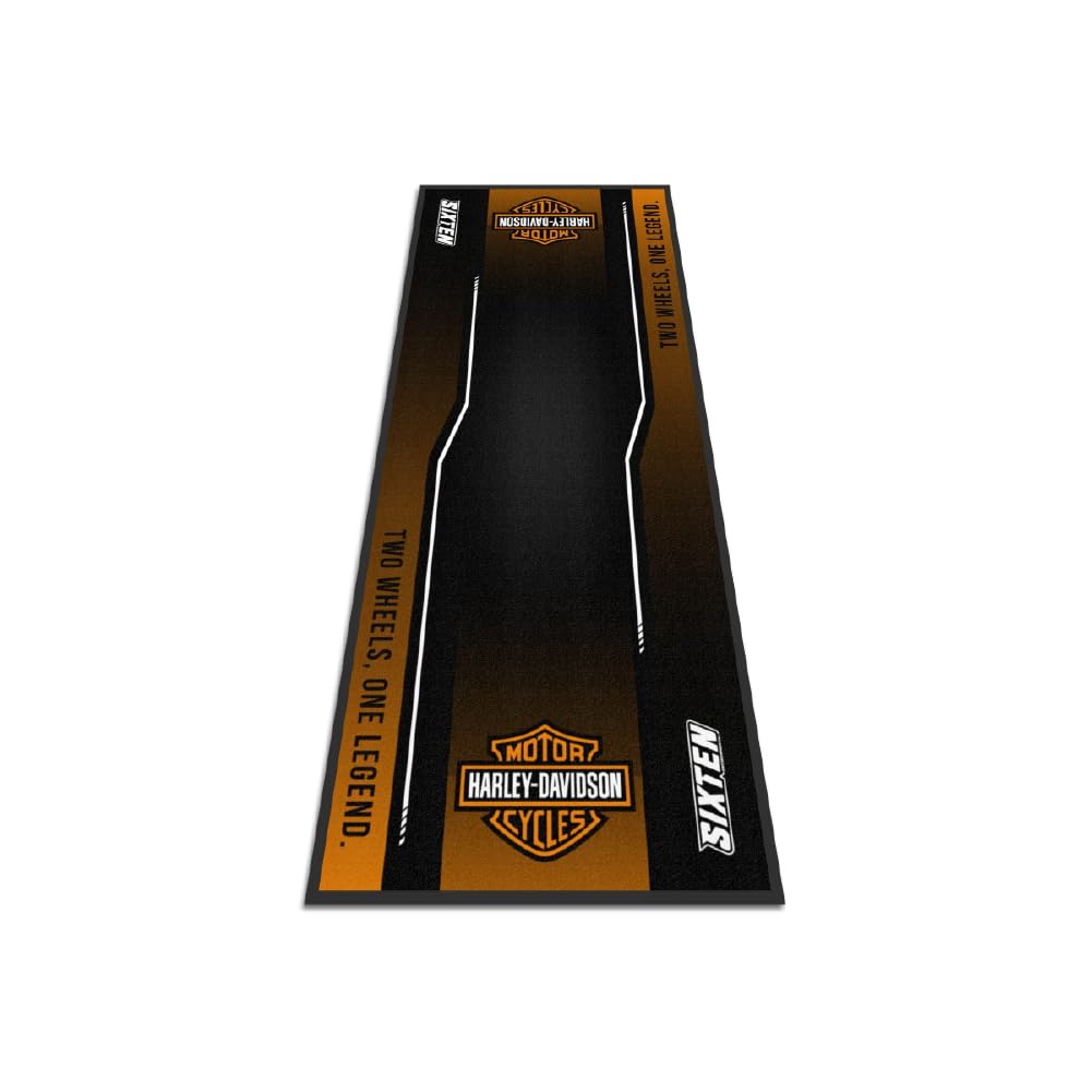 SIXTEN Tapis Moto Harley Davidson 95x240 - Tapis de Garage et Paddock écologique - Lavable, Absorbant l'huile et écologique - Tapis de Protection pour Motos