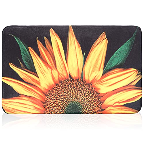 Felpudo lavable 50 x 80 cm, para puerta de baño, perfil bajo, alfombrilla para puerta de entrada, superabsorbente de agua, felpudo, paisaje, girasol Cover