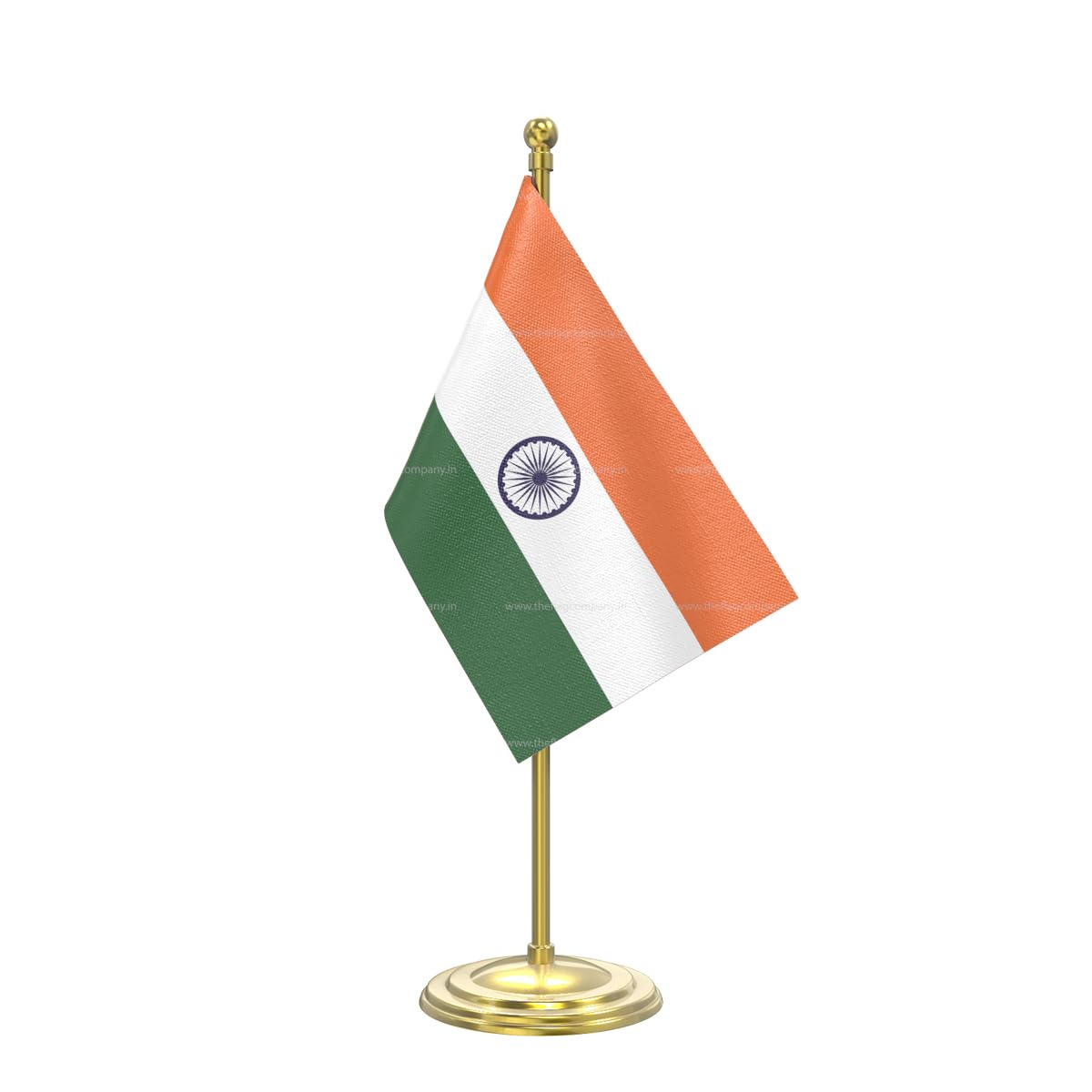 The Flag Company India Table Flag with Gold Arcylic Pole & Round Base | 4inch x 6inch Flag