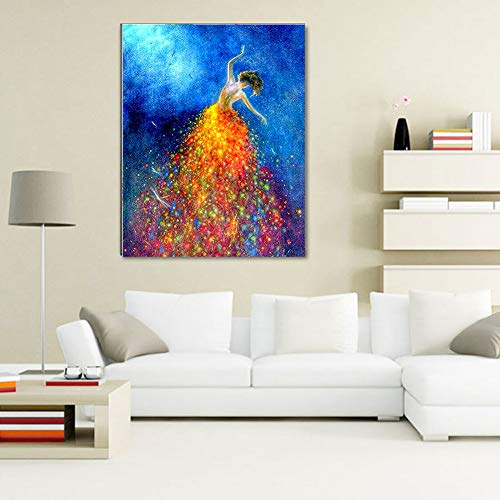Wowdecor 5D Diamond Painting Diamond Painting schilderij, ballet, meisjes, gouden jurk, libelle, volledige set, groot… - Image 3