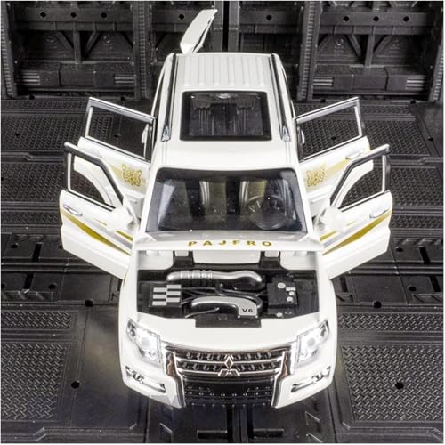 Image of 1:32 Scale Die-Cast Metal Pajjero with Openable Doors,Music,Lights & Pull Back Action (White)