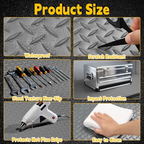 Image of Workbench Mat, PVC Work Bench Mat with Non-Slip Texture, 2mm Thick Scratch & Stain Resistant Surface for Painting, Woodworking, Crafting, Building and Tool Protection (Grey, 16.93 inch x 47.24 inch)