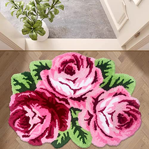 Tapete ABREEZE con diseño de rosas rosas 80x60 cm miniatura 3