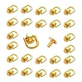 Pocoxll 20Pcs Golden Purse Hardware D Ring Rivets，Ball Post Head Buttons Stud Screw for Purse Straps and Leather Crafting