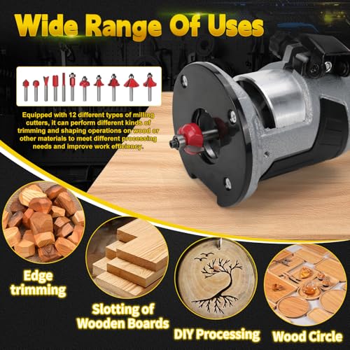 Cordless Router Compatible with Dewalt 18V Battery, 800W Brushless Wood Palm Router Trimmer with 6 Speed, Straight Guide, 12 Milling Bits, for Woodworking (No Battery) 5 Cordless Router Compatible with Dewalt 18V Battery, 800W Brushless Wood Palm Router Trimmer with 6 Speed, Straight Guide, 12 Milling Bits, for Woodworking (No Battery) - Image 5