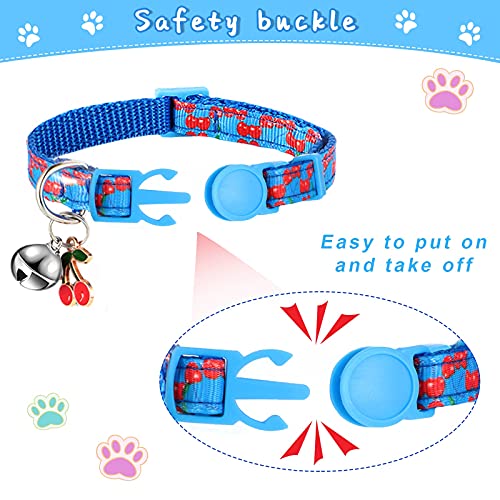 Weewooday 8 Pieces Breakaway Cat Collar with Bell Summer Fruit Patterns Adjustable Kitten Collar with Bell Kitty Collar… - Image 4