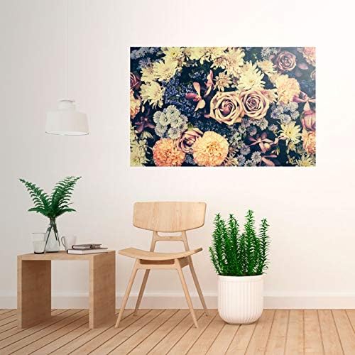 Walls By Me - Peel and Stick Poster Print Yellow and Pink Floral Wall Art 8311-8in x 12in (20x31cm) -, Repositionable and Removable - Unframed